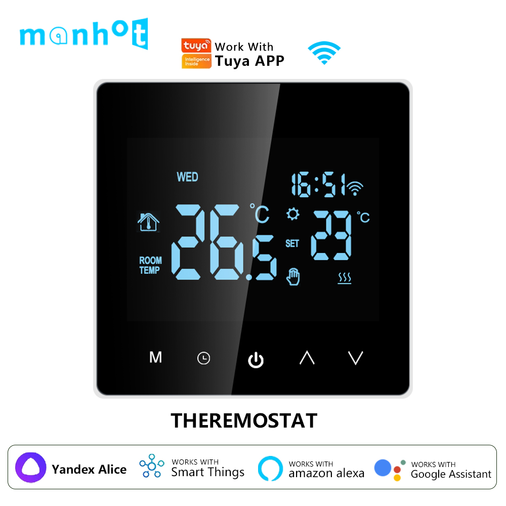 Tuya thông minh Wifi nhiệt điện sưởi ấm sàn nướcgas nồi hơi nhiệt LCD cảm ứng điều khiển nhiệt độ nhà Alexa