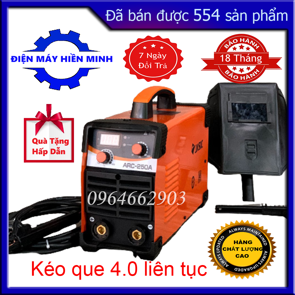 Máy Hàn Que 4ly liên tục Jasic Arc 250A - Máy hàn điện tử 2 núm chỉnh dòng mối hàn đẹp - Bảo hành 12 tháng