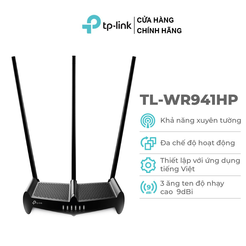 TP-Link Bộ phát Wi-Fi xuyên tường chuẩn N 450Mbps Công suất cao - TL-WR941HP - Hãng phân phối chính thức