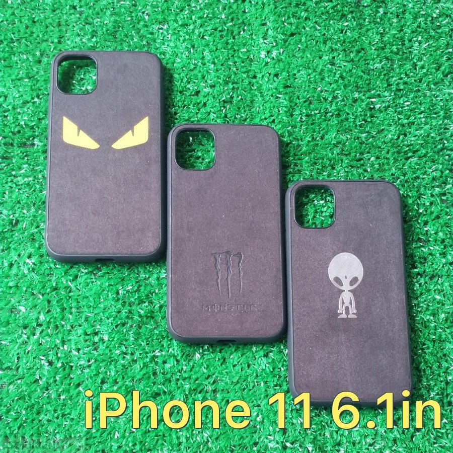 Ốp lưng da lộn in chìm 3D độc đáo, kiểu dáng cool ngầu, viền dẻo chống trầy cho iPhone 11 6.1 inch