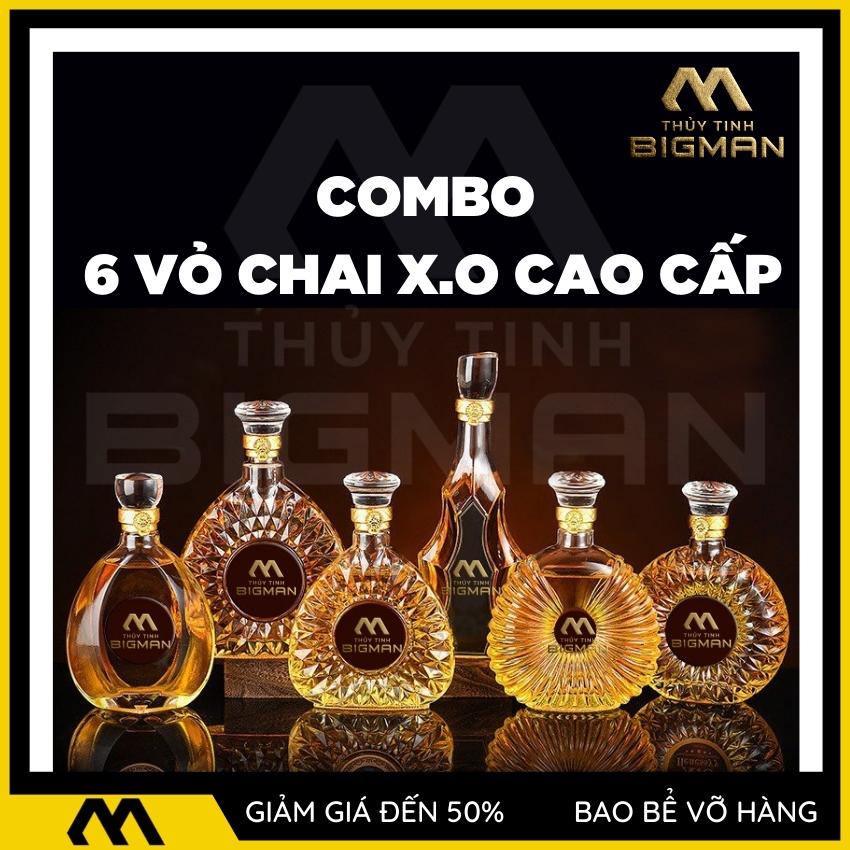 [6 vỏ full tem] Vỏ Chai XO Cao Cấp kiểu dáng vỏ chai r.ượu ngoại nắp thủy tinh đặt đúc nguyên khối sang trọng đẳng cấp dùng trang trí bàn tiệc tiếp đãi khách CB-M320910333513 - BIGMANSTORE
