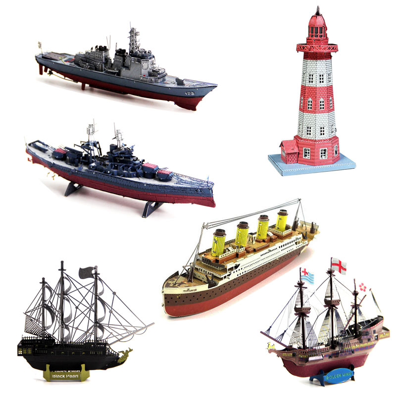 Đồ chơi lắp ghép mô hình 3D bằng thép bản màu tàu thuyền
