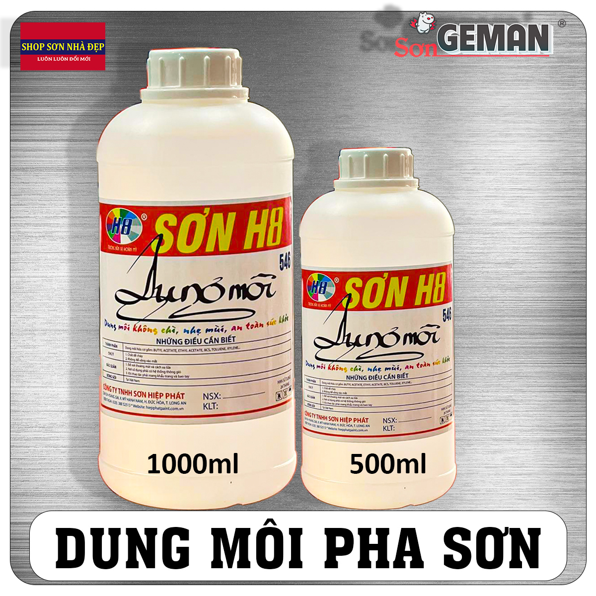 (HCM) Dung môi pha loãng sơn dầu sơn sắt mạ kẽm sơn PU nhẹ mùi H8 Chai 1000ml