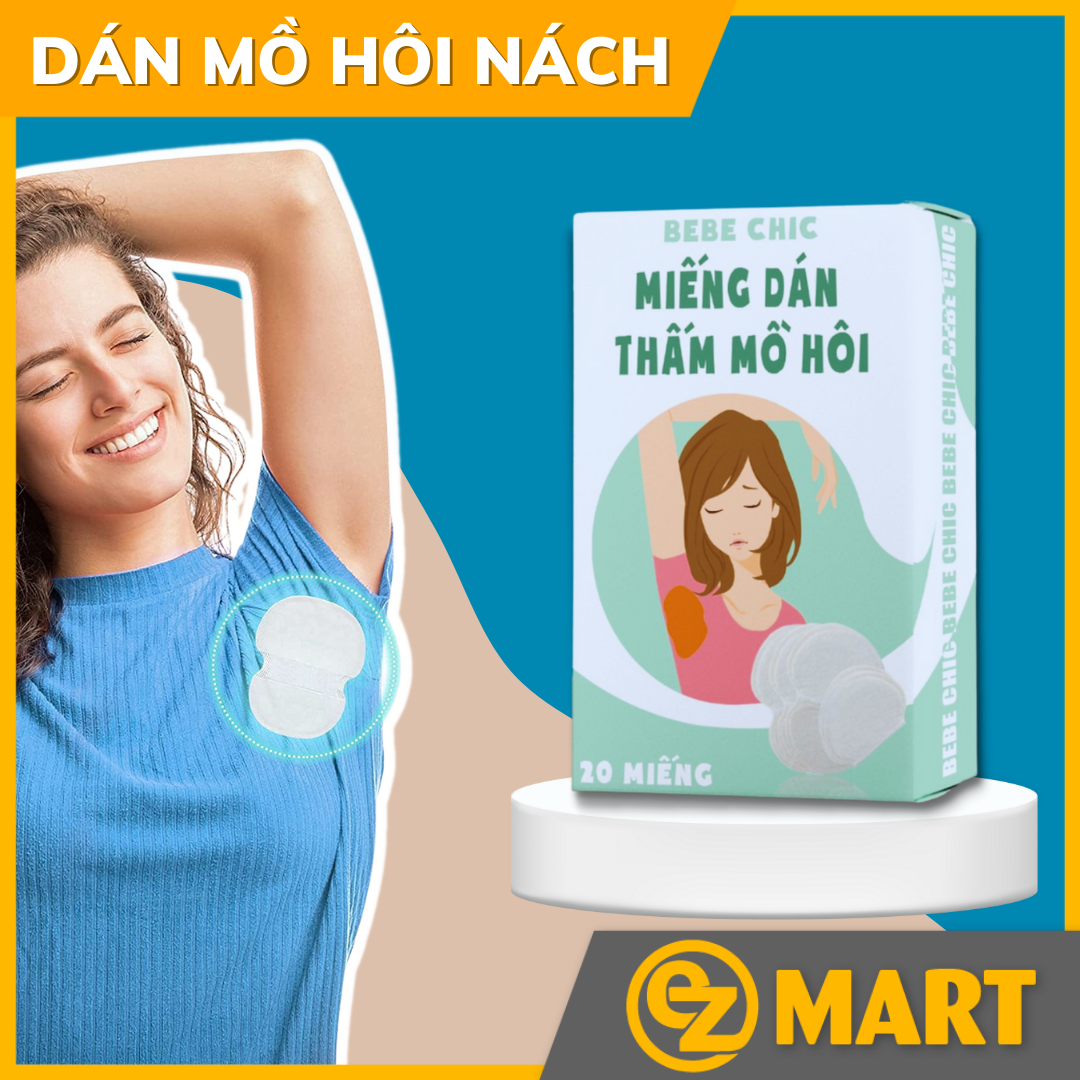 Hộp 20 Miếng dán thấm mồ hôi - Khử mùi mồ hôi nách - Miếng dán khử mùi, diệt khuẩn