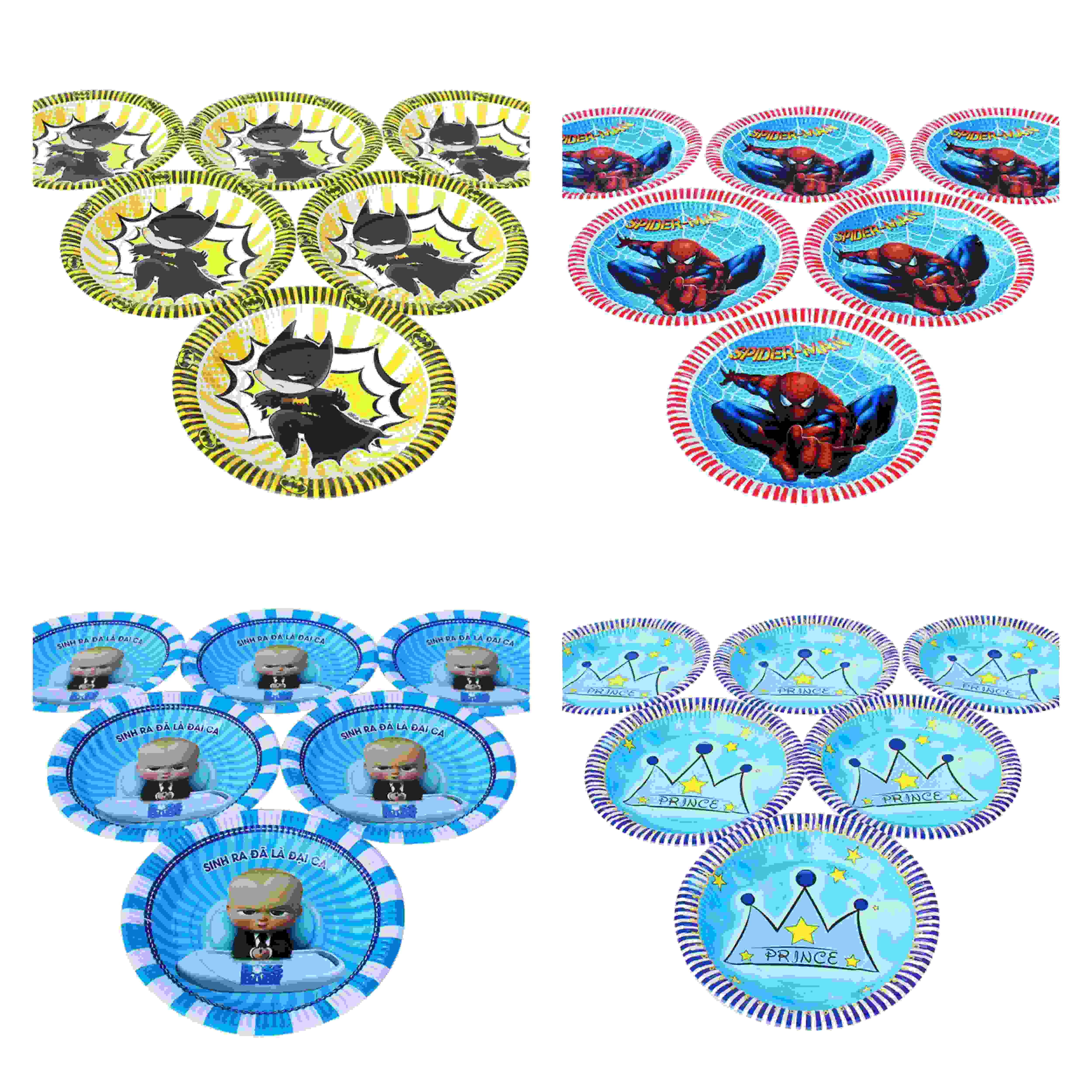 Set 6 cái dĩa sinh nhật chủ đề dành cho bé trai