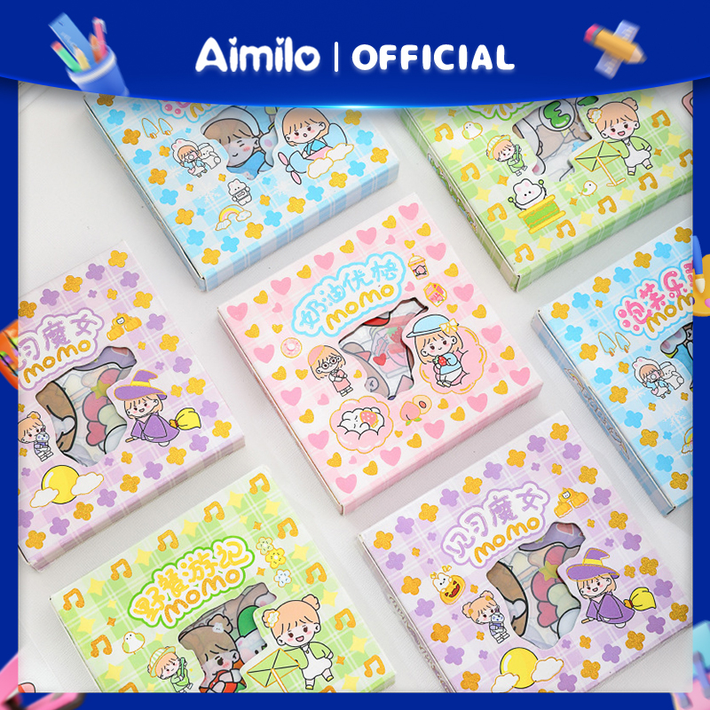 - Nhãn dán sticker 100 tờ dễ thương cho bé, nhãn dán dễ thương, đồ văn phòng phẩm