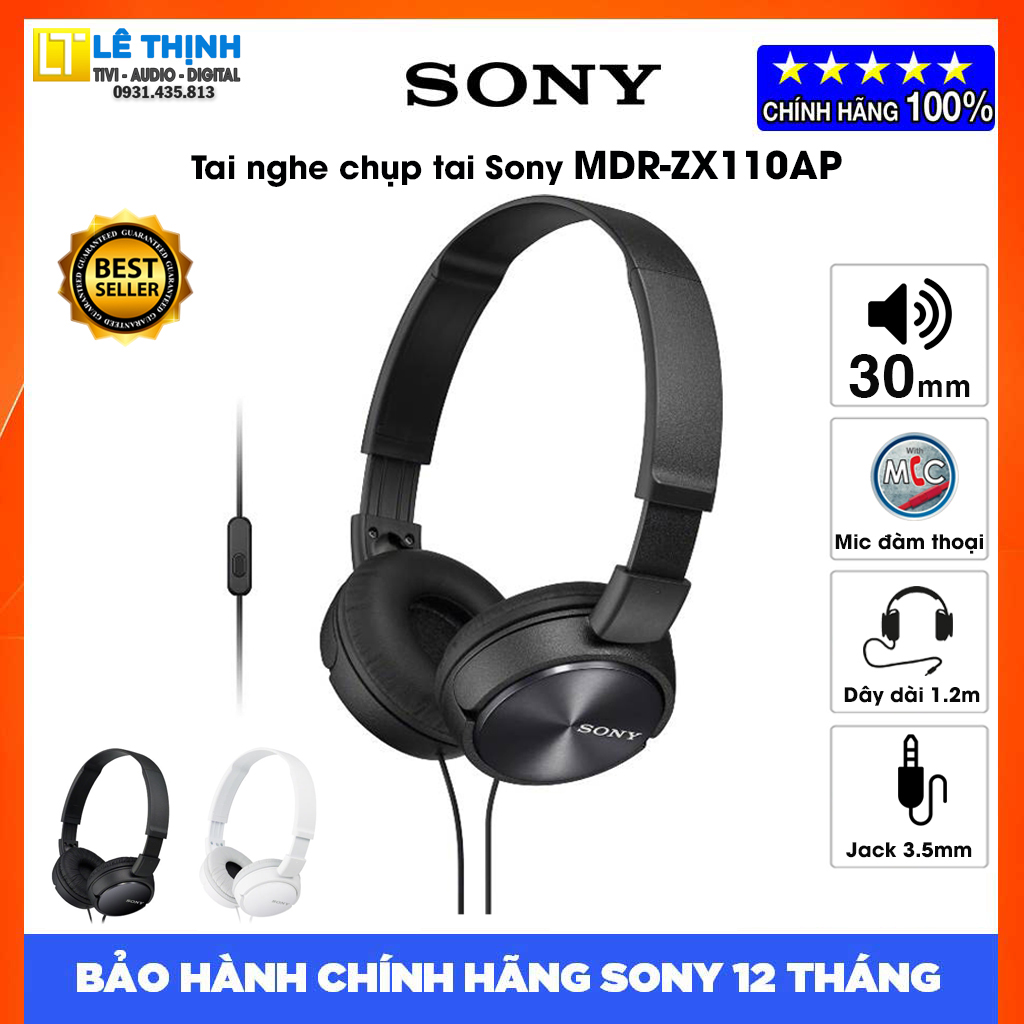 Tai nghe Sony có Micro MDR-ZX110AP - Bảo hành chính hãng Sony 12 tháng toàn quốc