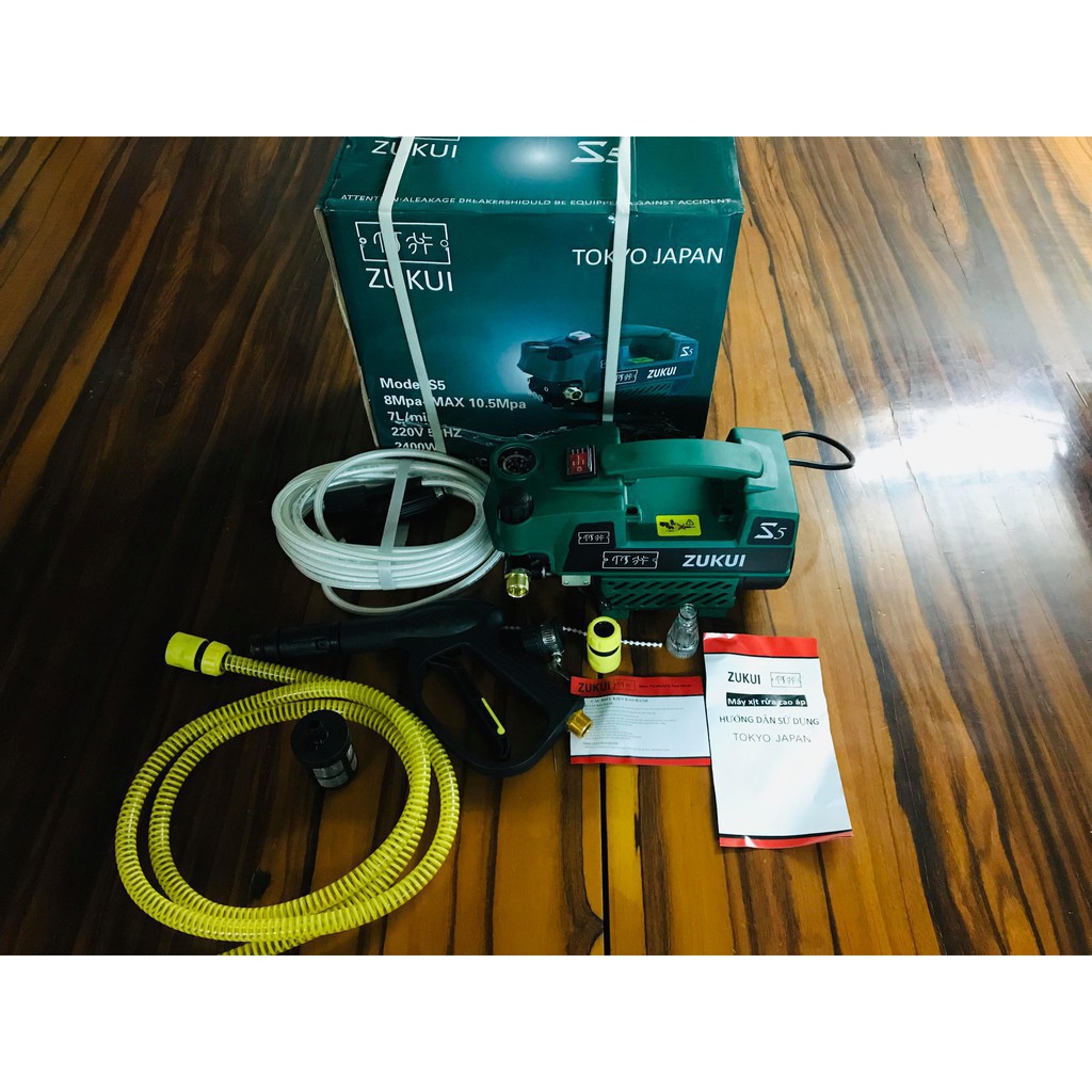 Máy rửa xe áp lưc cao zukui 2400w s5 japan new có chỉnh áp chính hãng bh 12 tháng