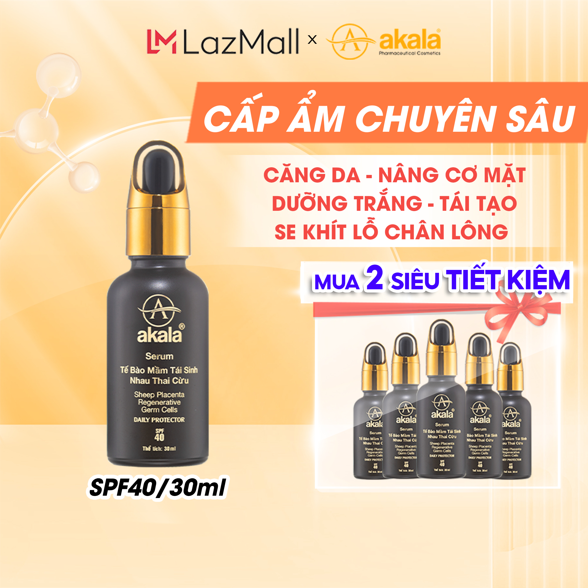 Serum dưỡng trắng - tái tạo - căng da - nâng cơ mặt akala 30ml
