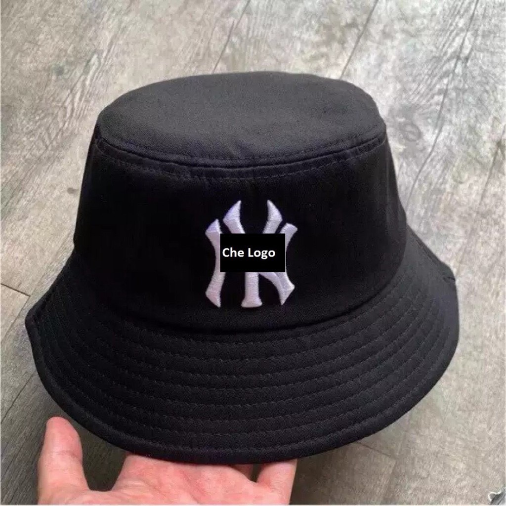 Mũ Bucket NYYY đen chữ trắng - Nón Tai Bèo NYYY đen chữ trắng Chất Vải Kaki Mịn Form Chuẩn Đẹp - B end T Shop