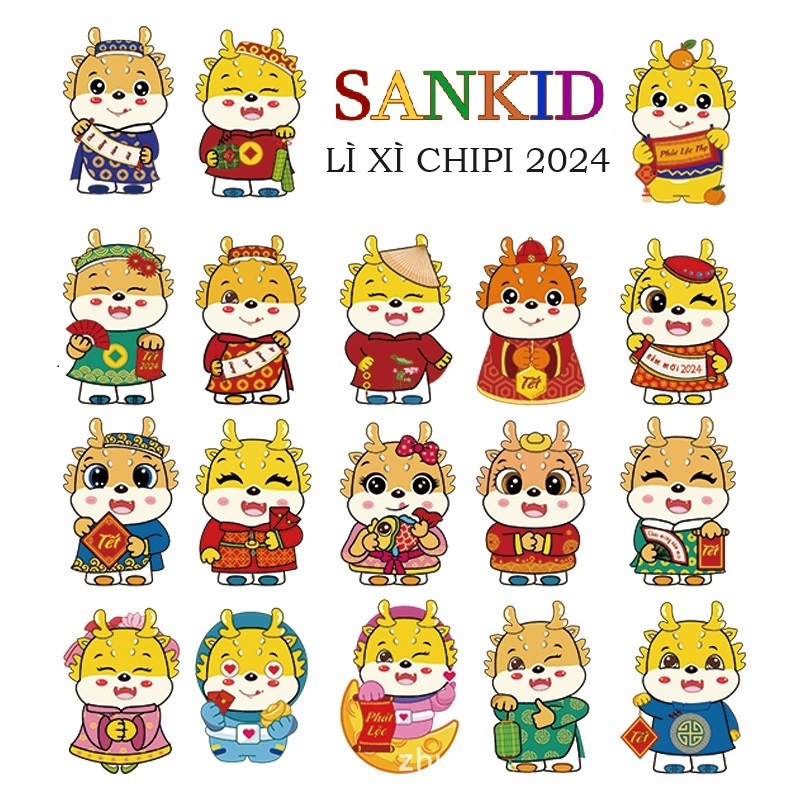 Lì xì chibi hoạt hình tết, bao lì xì chipi 2023 mẫu mới