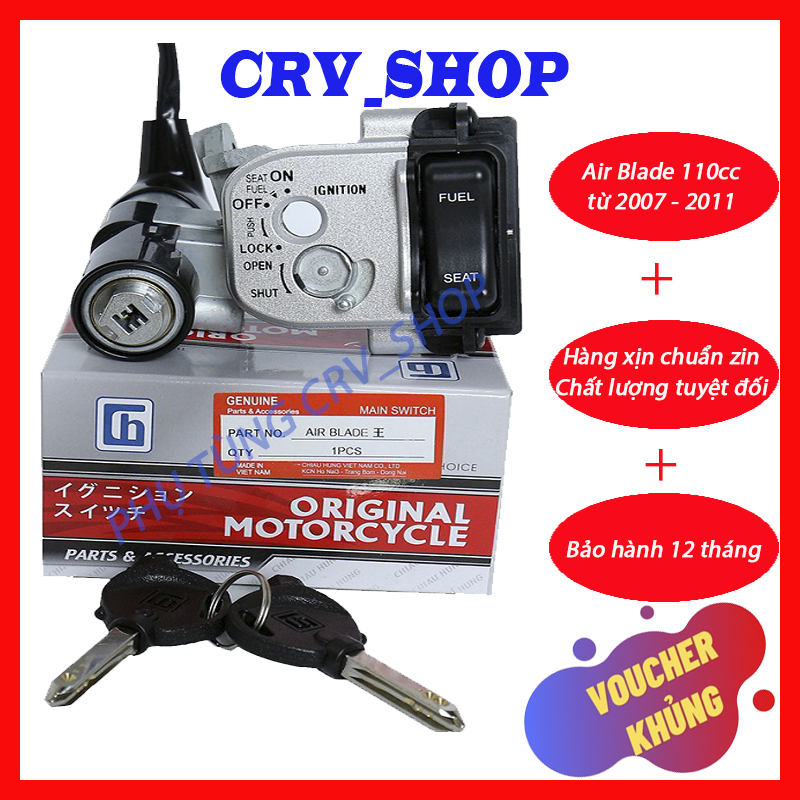 Bộ ổ khóa chống trộm xe máy AIR BLADE 110CC TỪ 2007-2011 loại 6 CẠNH