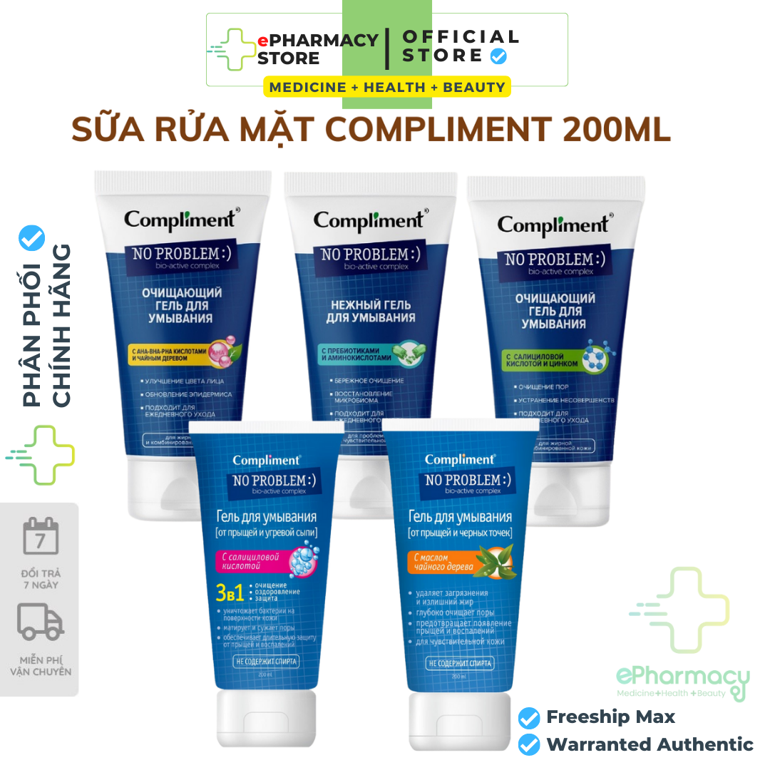 Sữa rửa mặt Gel BHA Compliment No Problem làm sạch sâu, giảm mụn 200ml