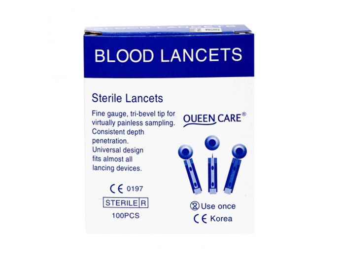 [PHỤ KIỆN] Kim Lấy Máu Tròn BLOOD LANCETS QUEEN CARE Dùng Cho Các Máy Đo Đường Huyết - Hộp 100 Kim