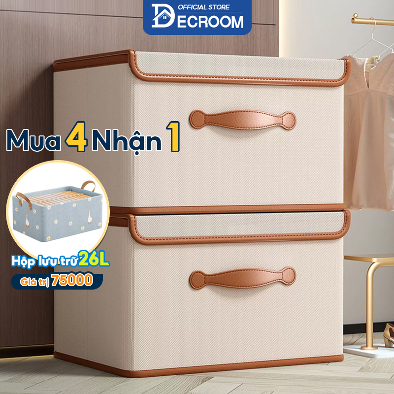 🔥mua 4 nhận 1🔥decroom hộp vải đựng quần áo hộp vải đựng đồ đa năng thùng đựng quần áo đồ lót đồ chơi gấp gọn 66/88l