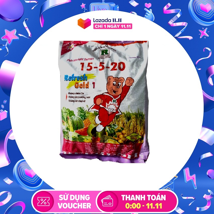 [HCM]Phân bón gốc NPK phức hơp Refresh Gold 1 15 -5 - 20 Công nghệ Đức (tím)