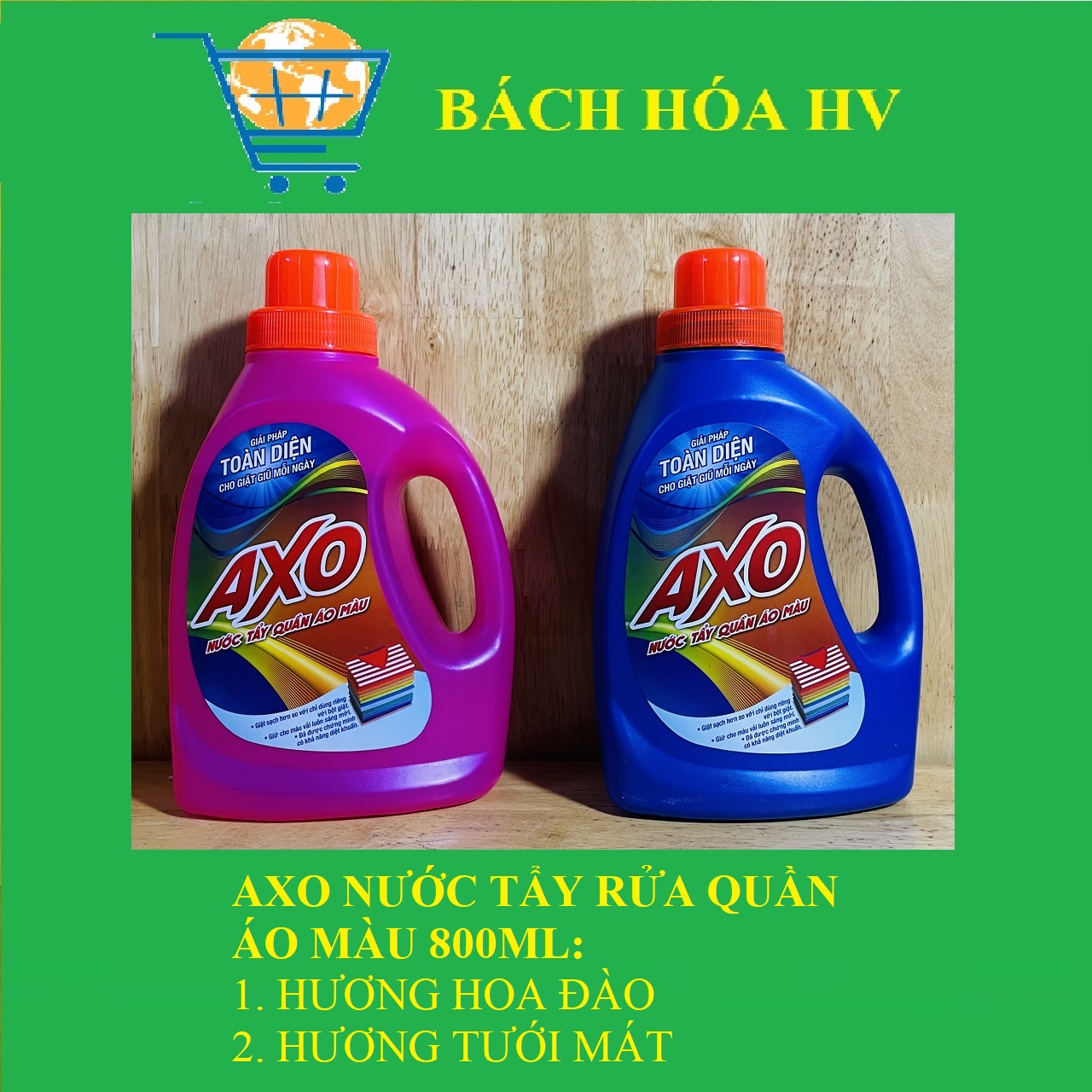 Axo nước tẩy quần áo màu 800ml - bach hoa hv