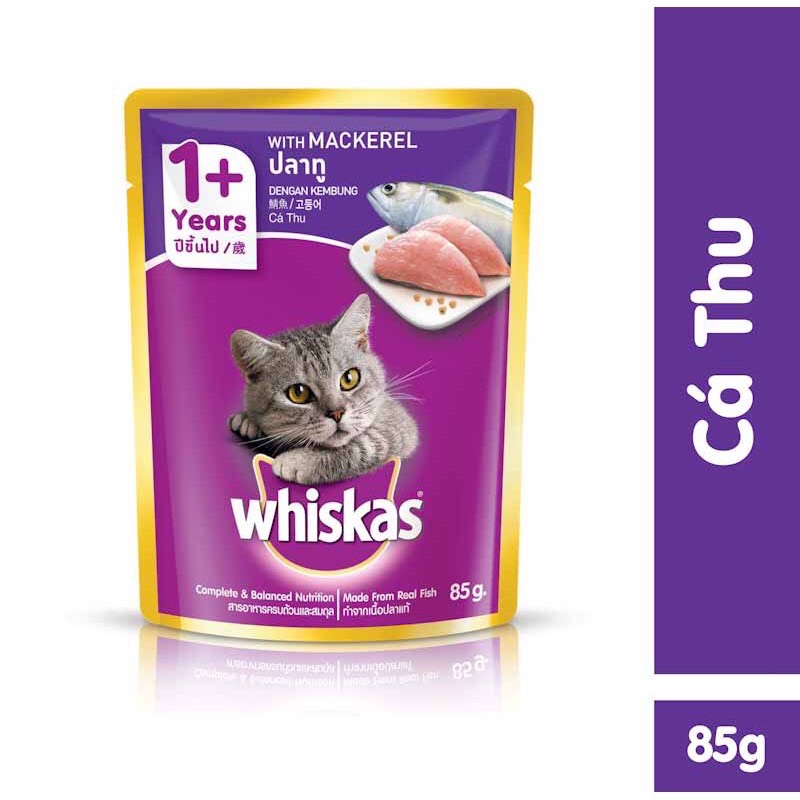 Pate whiskas cho mèo đủ vị - pate cho mèo gói 85gr cung cấp đủ