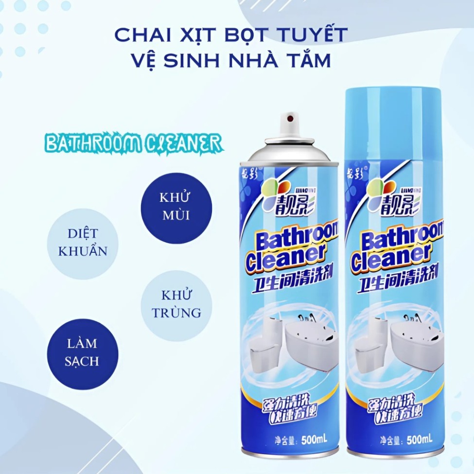 Chai Xịt Bọt Tuyết Vệ Sinh Nhà Tắm 500ML - Tẩy Cặn Canxi Tẩy Ố Vàng Toilet Khử Mùi Hiệu Quả