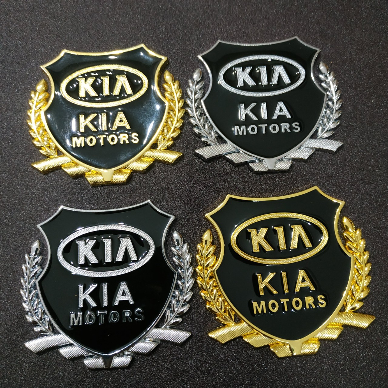 Cặp Logo bông lúa 5.1x5.5cm Kia motor hợp kim