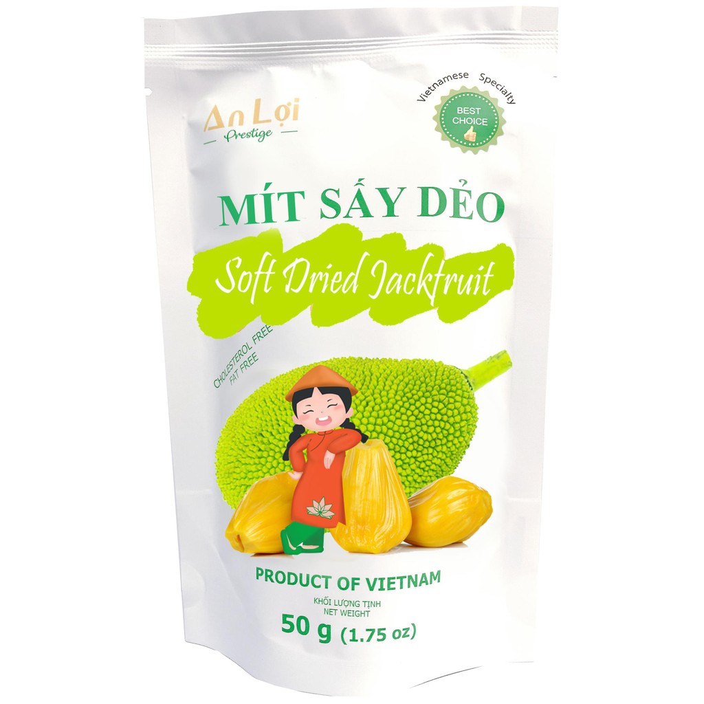 Mít sấy dẻo thương hiệu an lợi, túi 50g, đặc sản việt nam, ăn vặt ngon