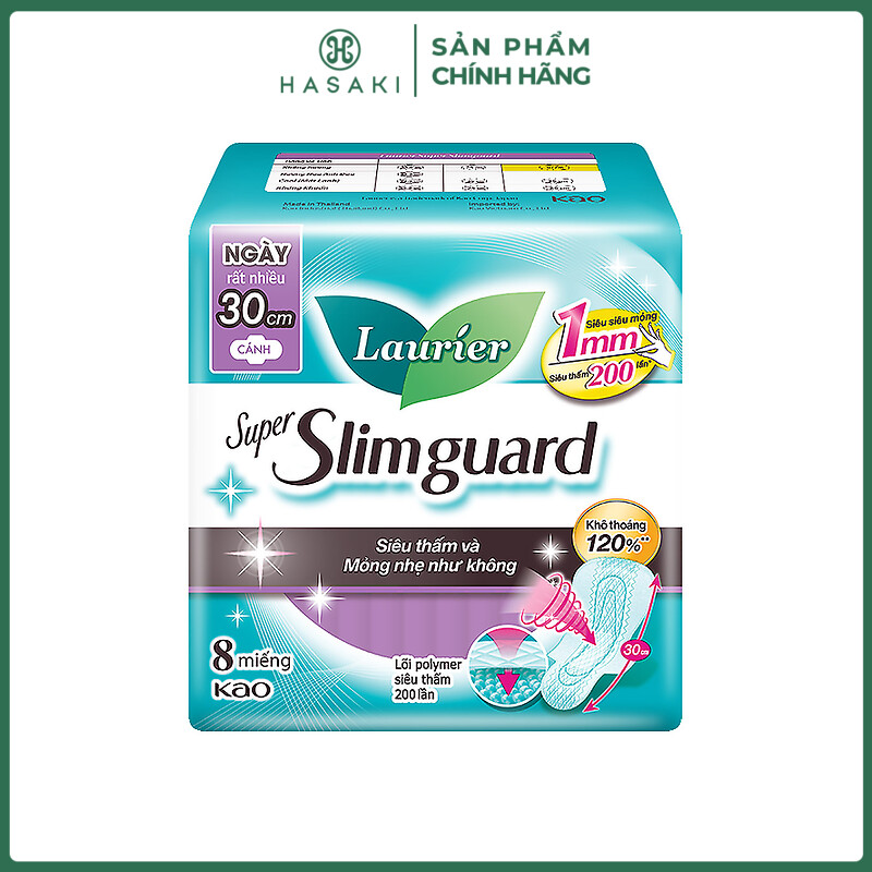  Băng Vệ Sinh Laurier Siêu Mỏng Bảo Vệ 1mm 30cm 8M Super Slimguard 30cm 