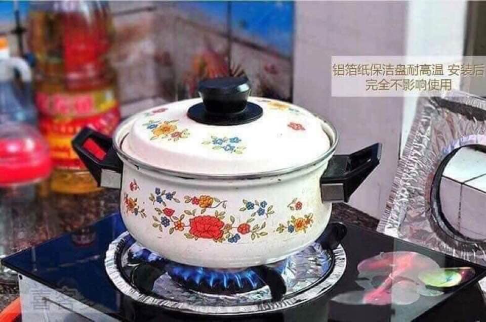 Set 10 giấy bạc lót bếp ga tròn