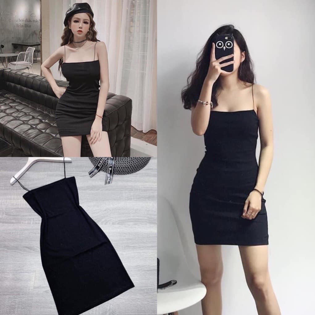 Đầm 2 dây ôm body chất thun tăm day bún thời trang hàn quốc, AMELIA, đầm nữ, đầm nữ ôm body, đầm 2 dây sexy, đầm ôm body dự tiệc, đầm ôm eo, đầm ôm 2 dây KÈM ẢNH THẬT