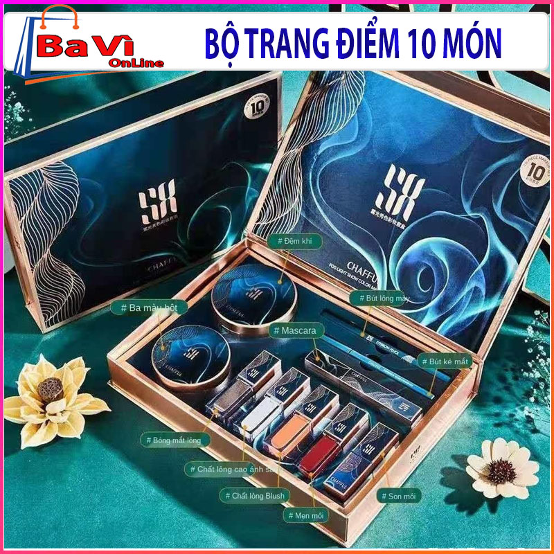 Bộ trang điểm 10 món CHAFFUL, Sét trang điểm 10 món cao cấp, dụng cụ trang điểm, combo trang điểm dành cho nam, nữ, tiện lợi, an toàn, bộ trang điểm cho bé, set trang điểm makeup, bộ trang điểm thần thánh
