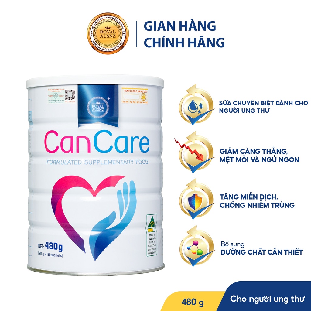 Sữa Hoàng Gia Royal Ausnz Cancare – Sữa Dinh Dưỡng Chuyên Biệt Cho Người Bệnh Ung Thư – Giúp Bù Đắp Năng Lượng, Bảo Vệ Hệ Tiêu Hóa