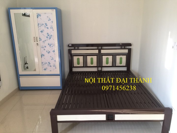 Giường sắt kiểu gỗ Hà Nội nhiều kích thước 1m - 1m2 - 1m4- 1m6- 1m8