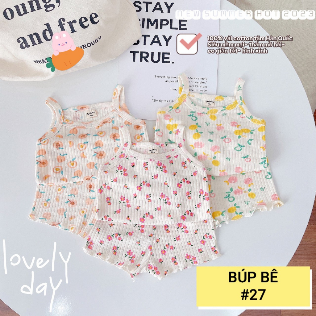 Set bộ 2 dây xuất dư, bộ bé gái, bộ mùa hè cho bé vải cotton tăm Hàn Quốc mềm mại Ammer