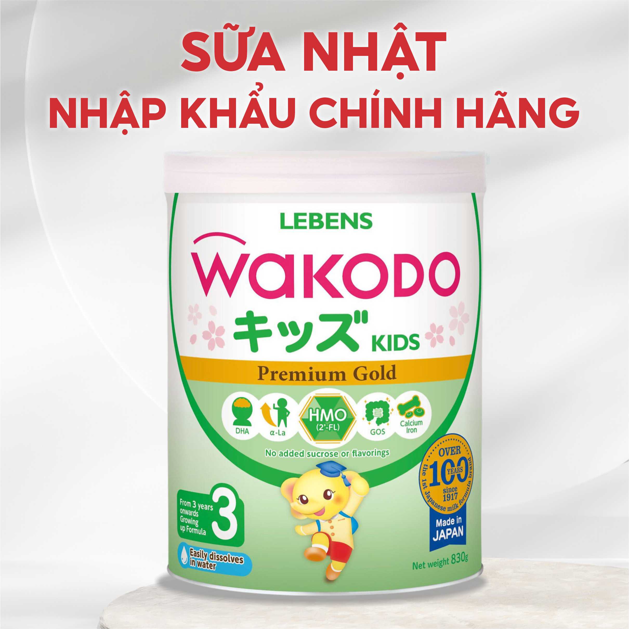 Sữa dinh dưỡng Wakodo Gungun số 3 cho trẻ trên 3 tuổi nhập khẩu Nhật Bản lon 830g