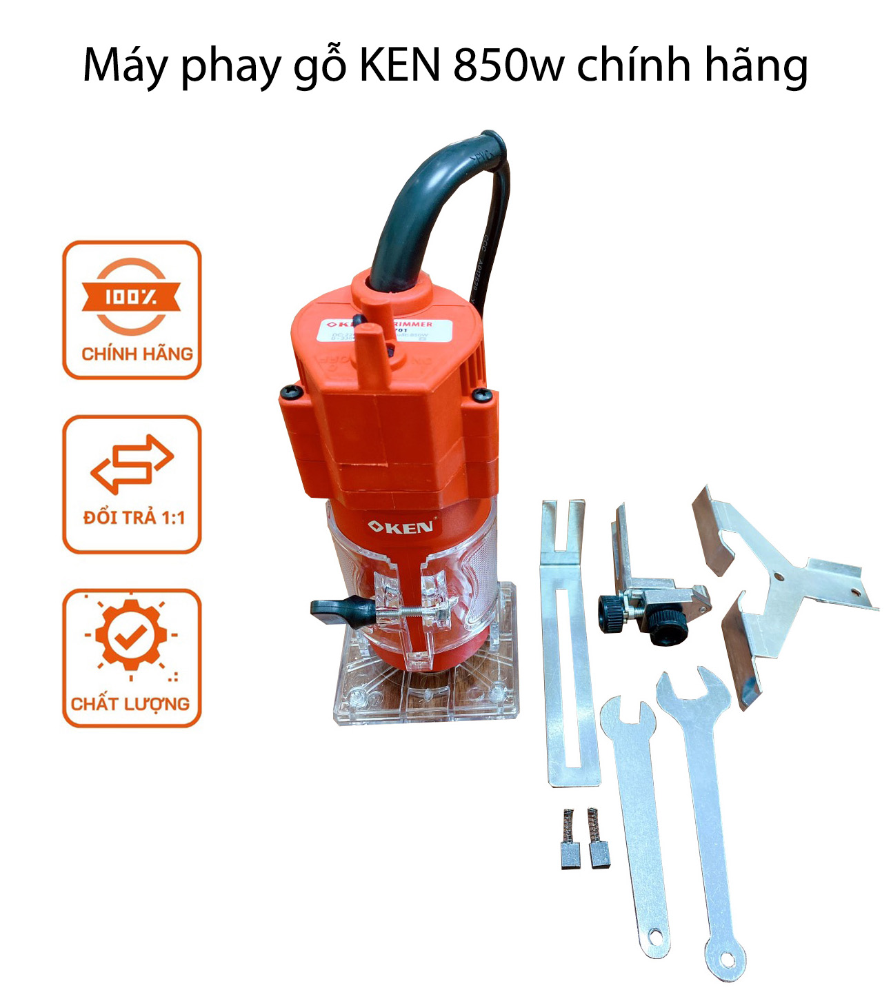 Máy phay gỗ cầm tay - máy soi gỗ ken 850w chính hãng - bảo hành 12 tháng