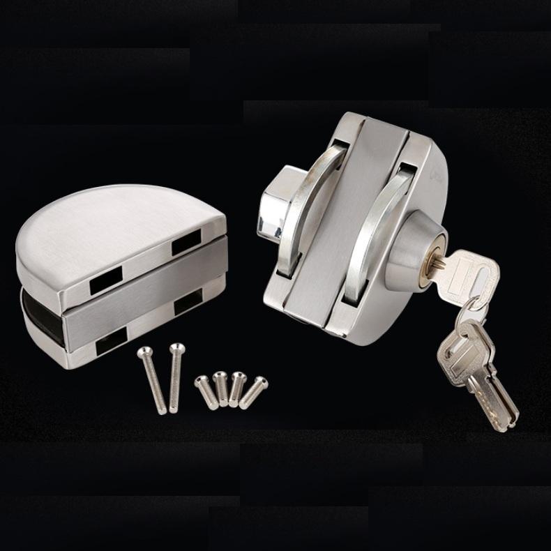 Khóa bán nguyệt đôi cho cửa kính cường lực 2 cánh MJ-123A