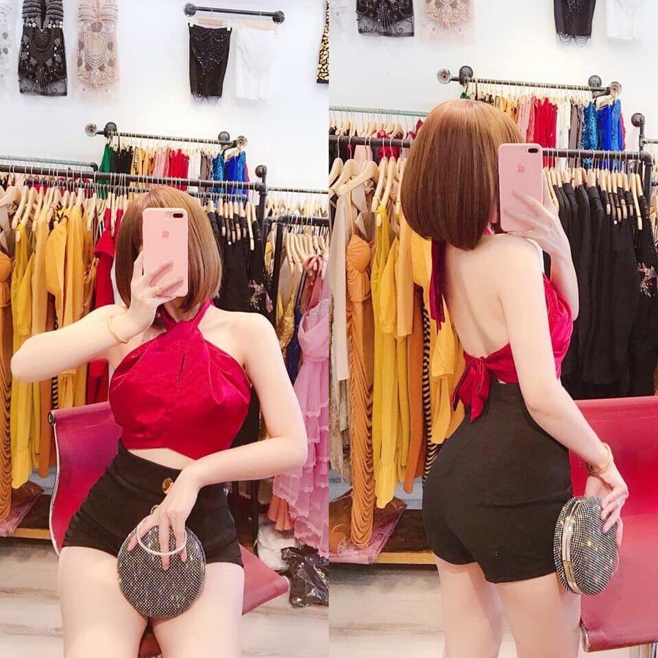 Áo yếm phi bóng hở lưng tròng cổ so sexy 1122A19B1