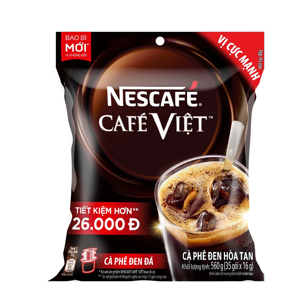 NESCAFE CAFE VIỆT đen hòa tan 560g 35 gói x 16g