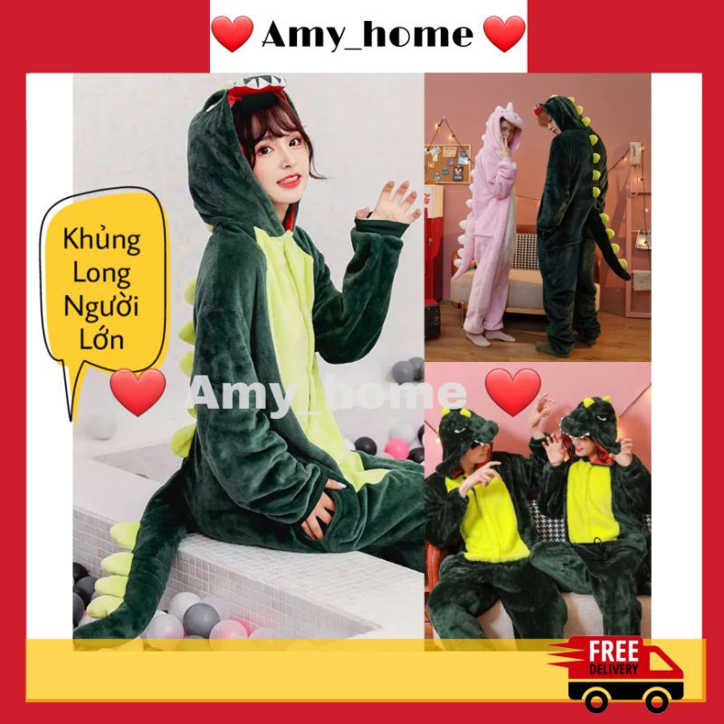 Bộ đồ thú khủng long xanh liền thân - cá sấu xanh cho người lớn | quần áo khủng long người lớn