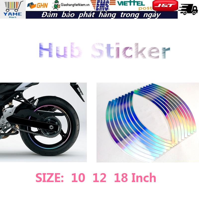 【Có hàng sẵn】16Pcs/Set  dán được 2bánh xe 10 12 18inch Laser Miếng dán phản quang cho xe máy  xe hơi xe tải  kích thước
