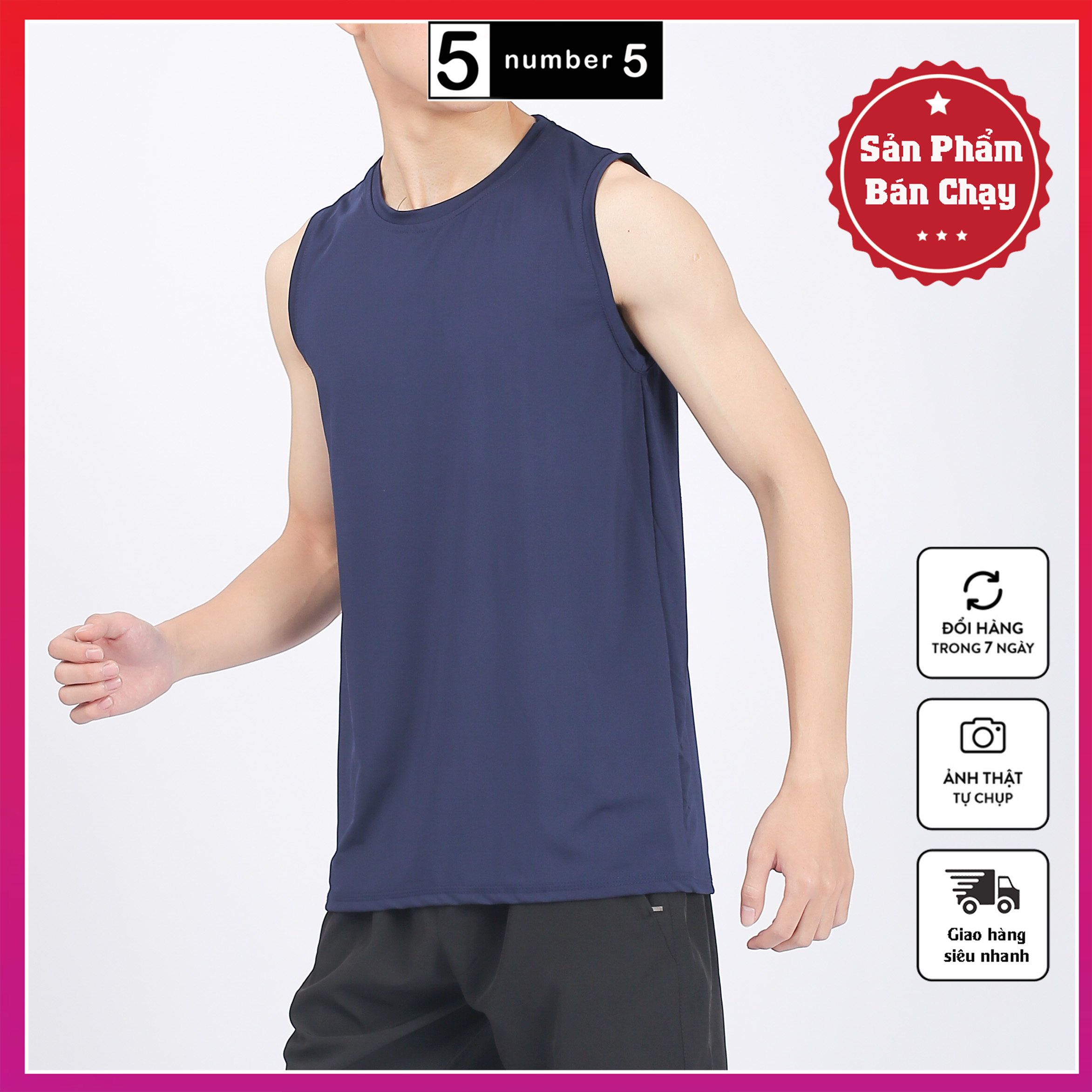 Áo Ba Lỗ Sát Nách Thể Thao Nam Chất Thun Lạnh Number5 [AJ]