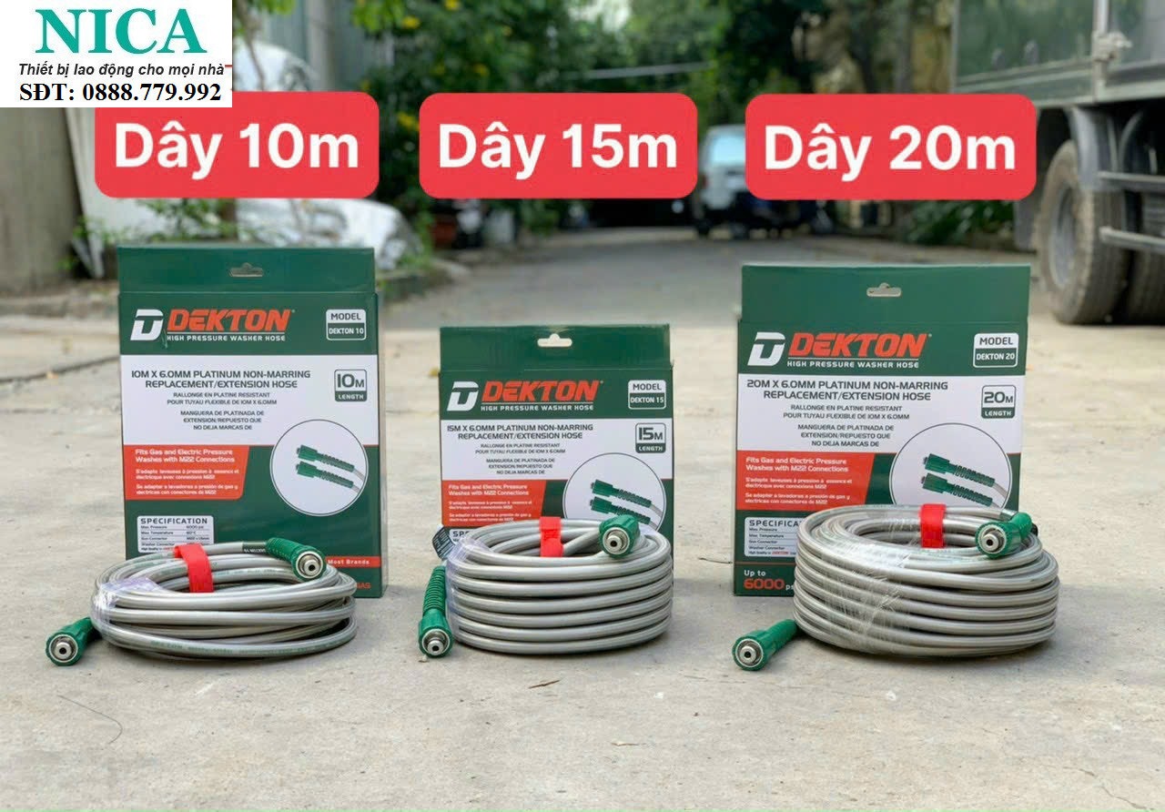 Dây áp lực dekton 10-15-20m dùng cho máy rửa xe/- sử dụng được cho tất cả loại máy xịt rửa trên thị trường