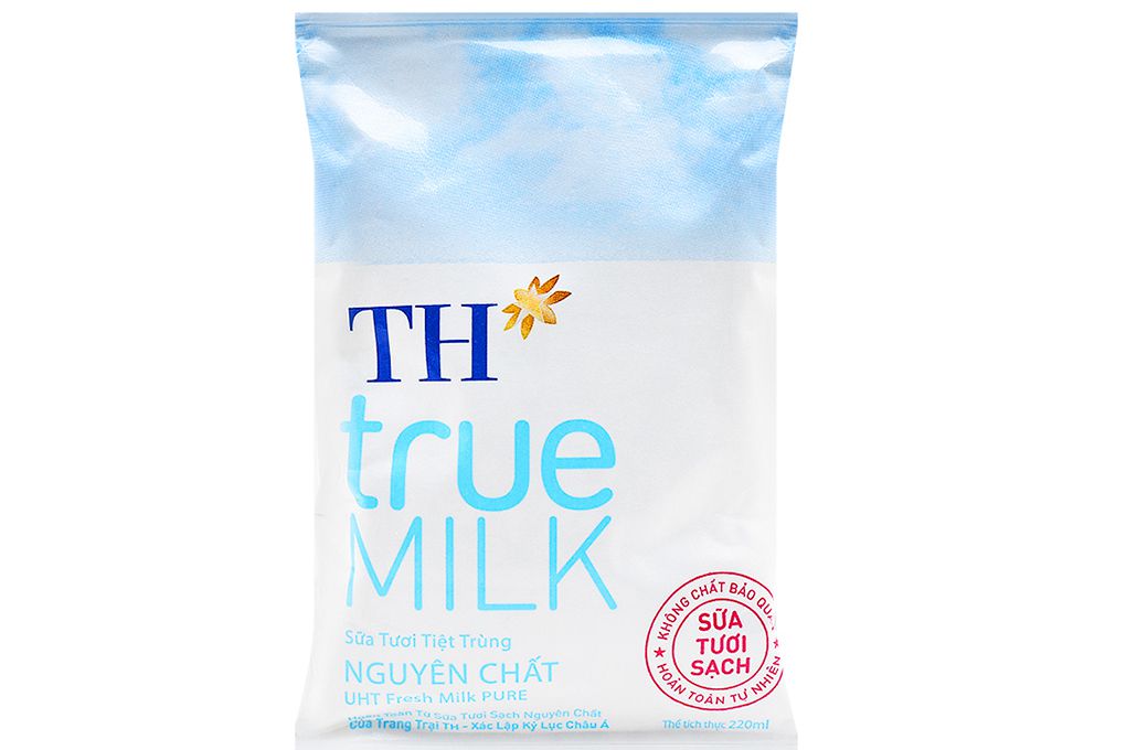 Sữa tươi tiệt trùng TH True Milk ít đường/ có đường/ không đường gói 220ml