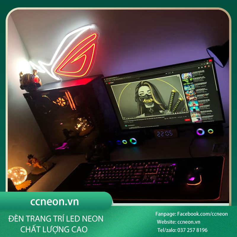 Đèn trang trí phòng led neon sign hình logo asus