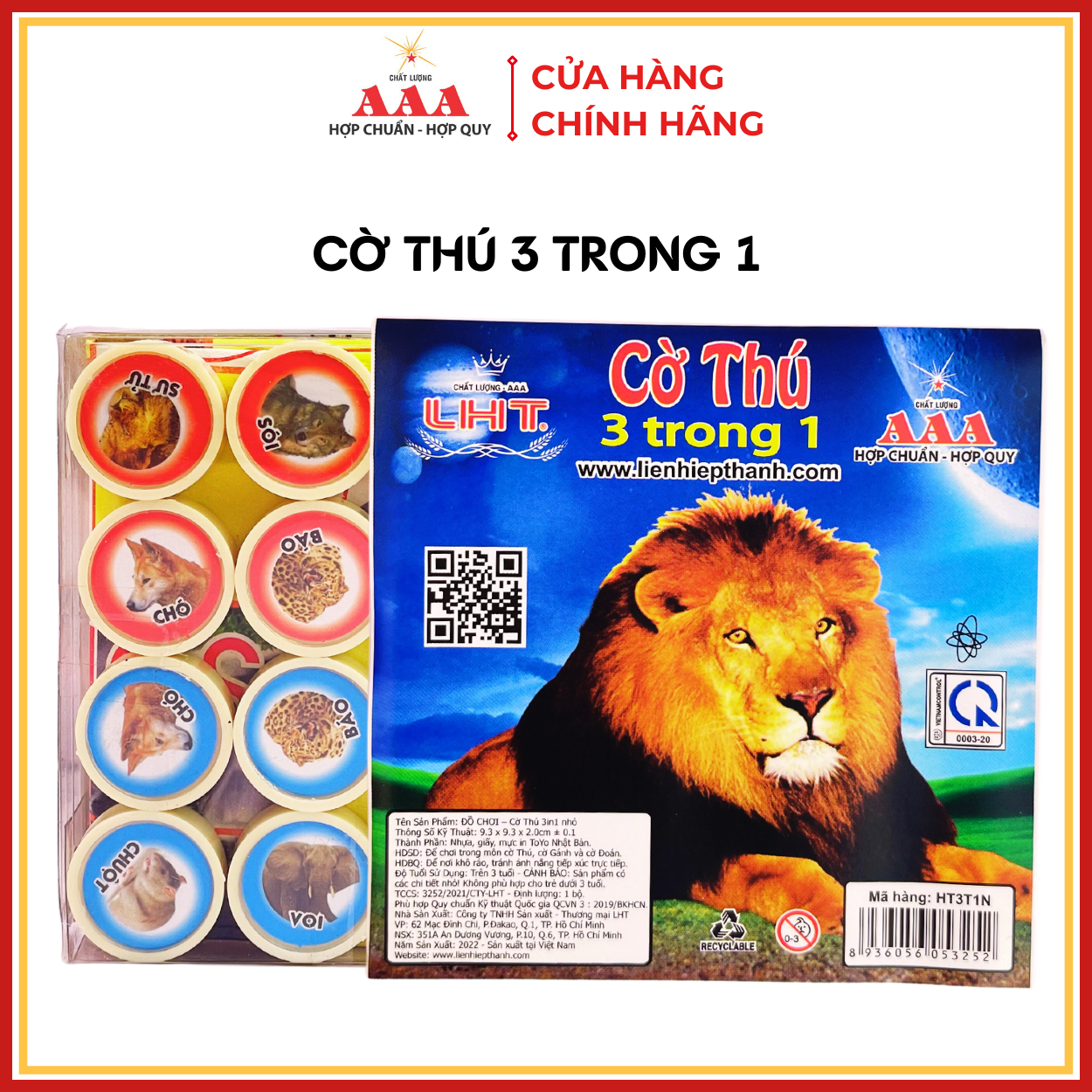 Cờ thú 3 trong 1 liên hiệp thành, gồm cờ thú, cờ gánh, cờ đoán, bàn cờ bằng giấy dày chống nước, dễ gấp gọn