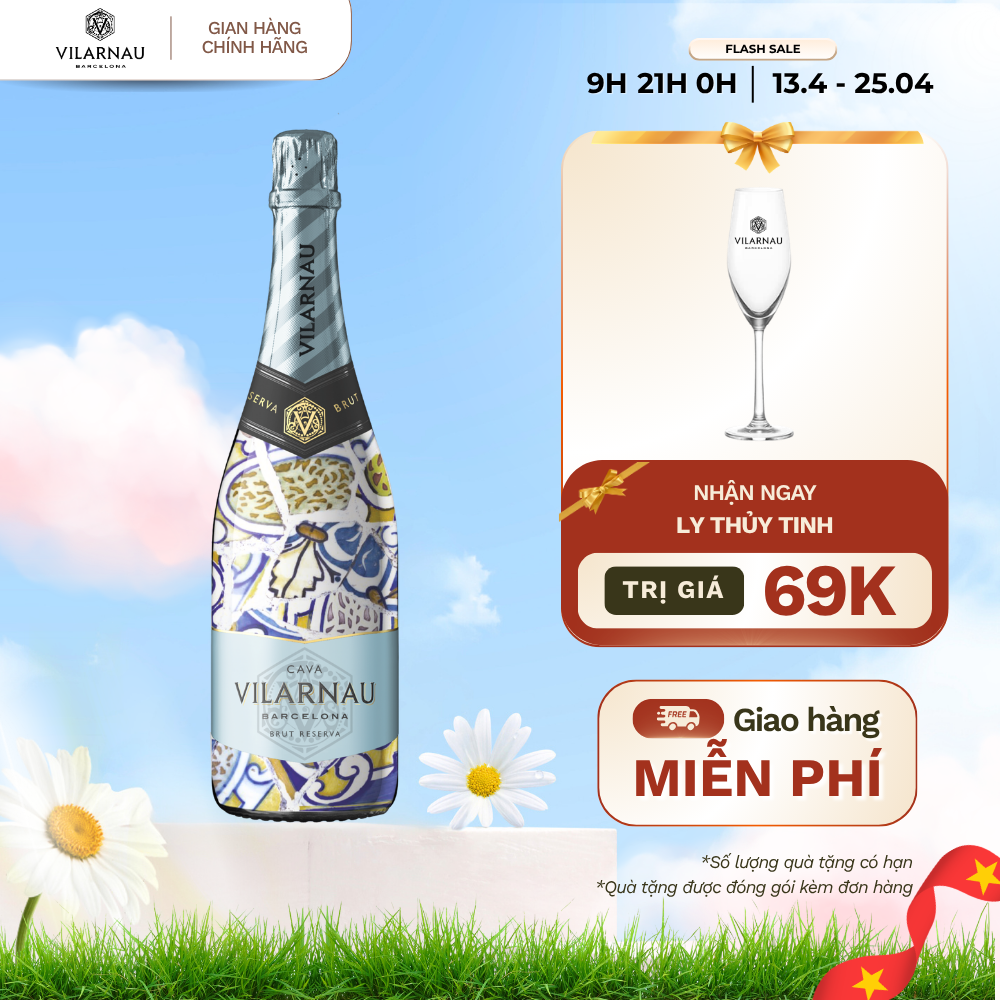 Rượu vang sủi VILARNAU Brut Reserva Nồng Độ Alc 11.5% 750ml [Cava - Barcelona] Trencadís Edition