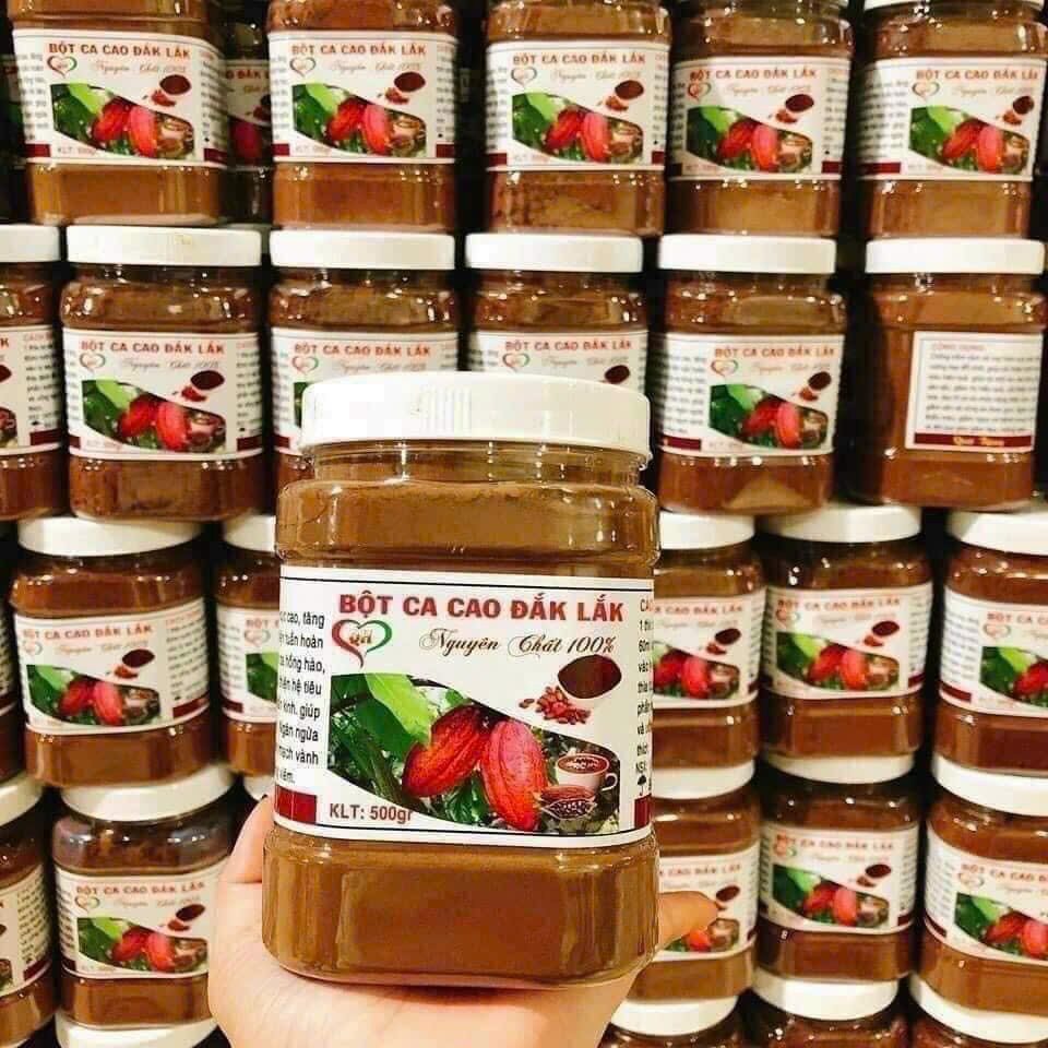 Bột cacao nguyên chất ĐakLak 100% thơm béo chuẩn chất lượng - Thực phẩm dinh dưỡng tốt cho sức khỏe - Hộp pet 500g