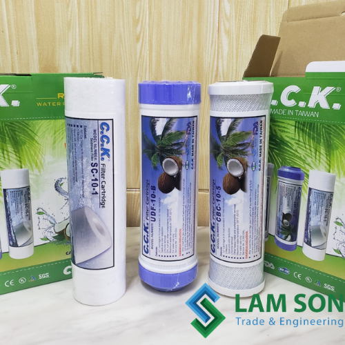 Bộ 3 lõi lọc CCK 123 ĐÀI LOAN[NHẬP KHẨU CHÍNH HÃNG C.C.K] THAN GÁO DỪA CHO MÁY RO VÀ MÁY ION KIỀM