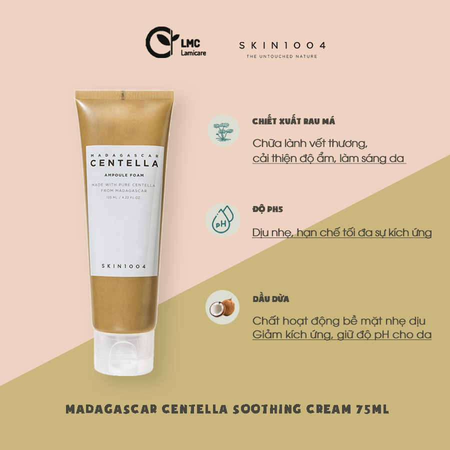 Sữa rửa mặt làm sạch sâu hỗ trợ giảm mụn Skin1004 madagascar centella ampoule foam 125ml (date 9/2023)