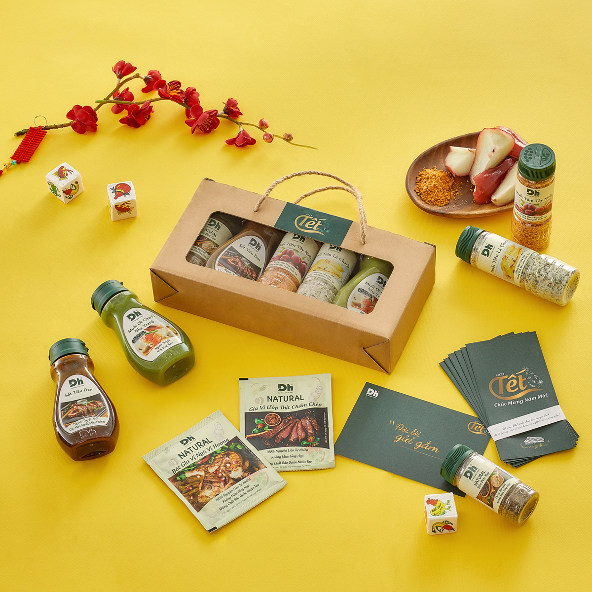 NIỀM TIN-Giỏ Quà Tết 2023 - Bộ Gia Vị Dh Foods - Hộp Gia Vị Đặc Biệt Dh Foods - Quà Tết 2023