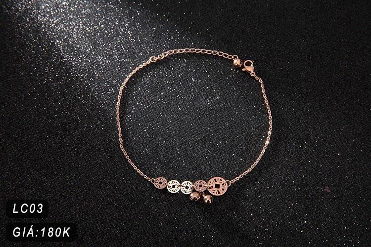 Lắc chân titan mạ vàng 18k 5 đồng tiền - lắc chân titan sang trọng cá tính - lắc chân titan mạ vàng 18k phong cách hàn quốc - cam kết đảm bảo chất lượng 100%